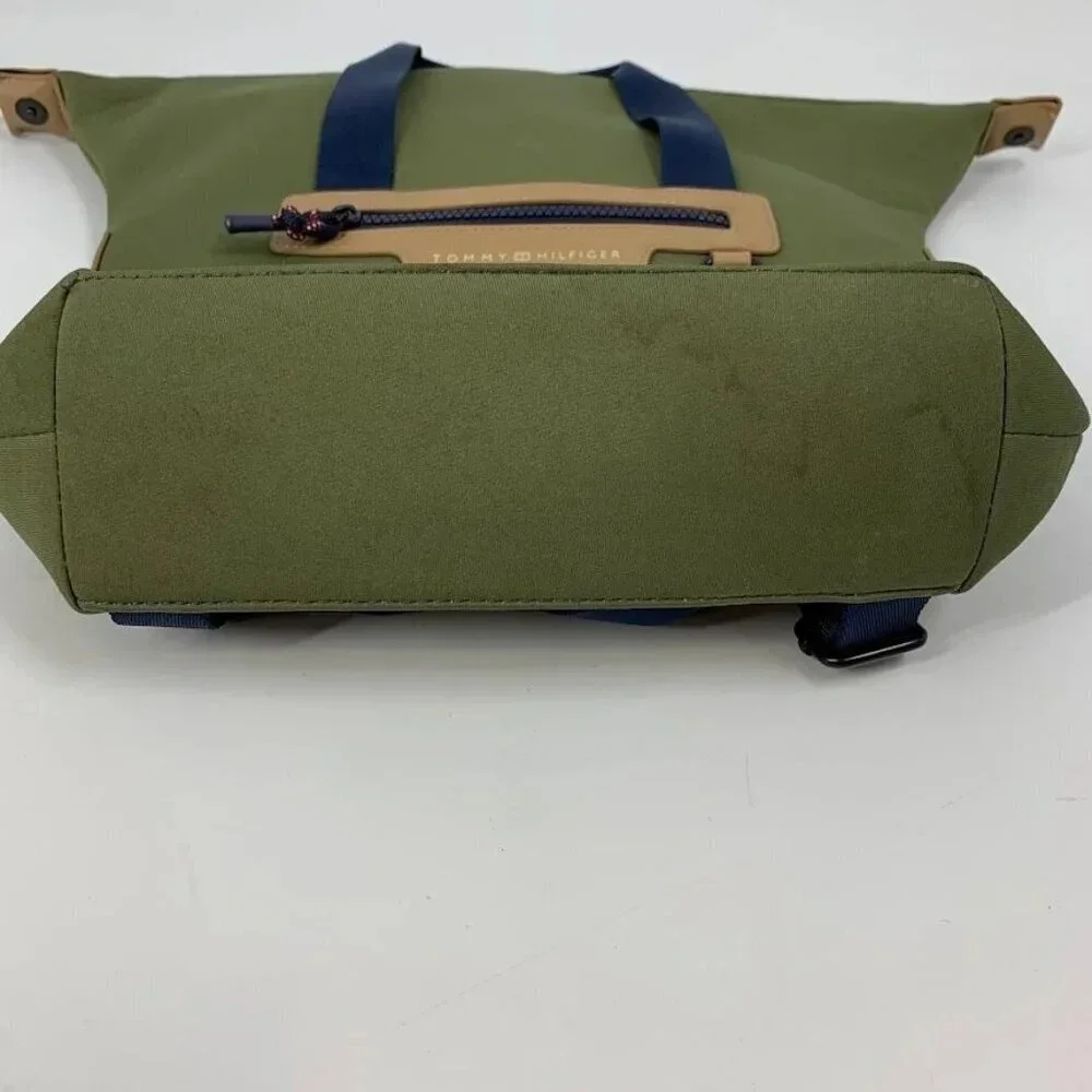 Tommy Hilfiger Canvas Green Book Bag‎ Backpack With Handles